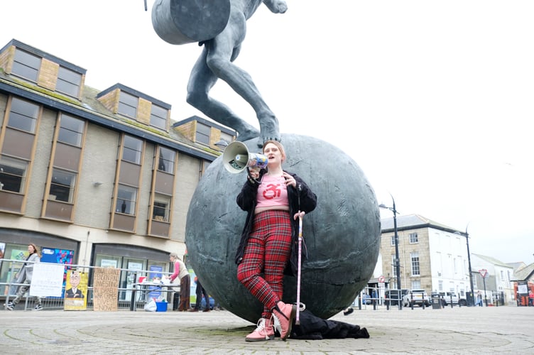 A Crips Against Cuts protester, Truro