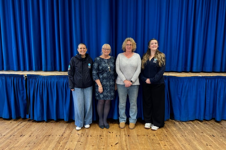 Gemma and Maria from Aspects Holidays meet with Porthleven Public Hall committee members Cath and Kath