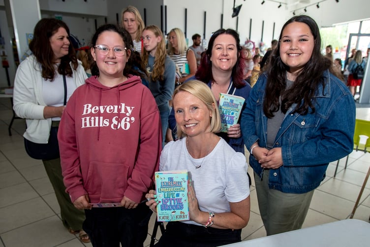 Author Katie Kirby with fans at last year's St Austell Festival of Children's Literature. Picture: Paul Williams