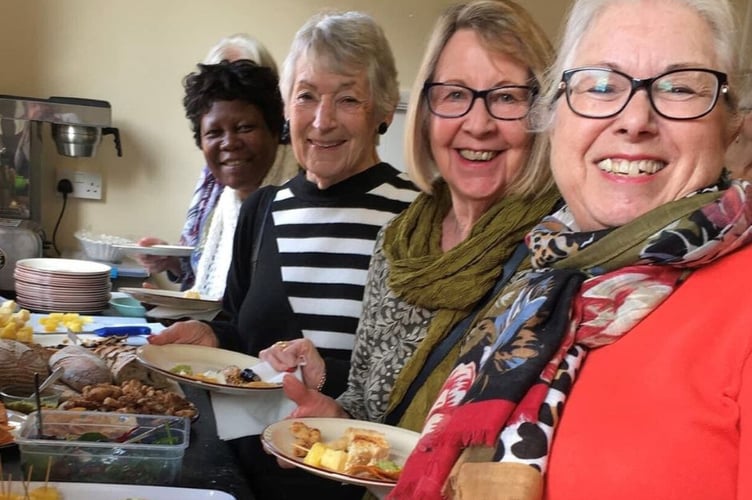 food festival smiling group.