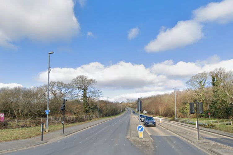The A391 is being closed between the Scredda roundabout and Holmbush Road. Picture: Google