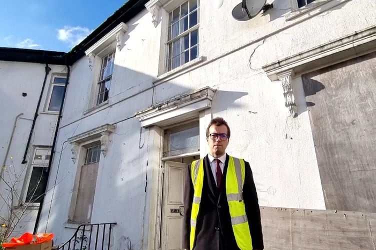 Noah Law MP pictured outside the former General Wolfe pub.