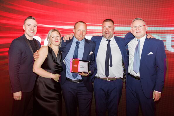 Staff from Roger Young in Saltash are all smiles after picking up four awards at the Isuzu Awards 2025