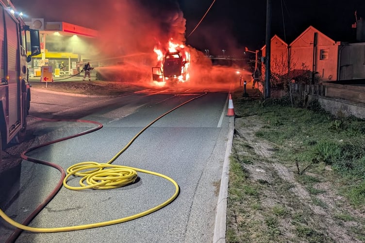 Lorry fire at Carland Cross 3.