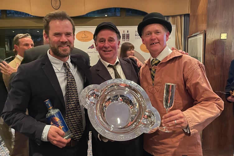 2. CMT Trustees Toby Floyer Dave Reed and Rob McDowell with Centenarian Trophies - Esme Page.
