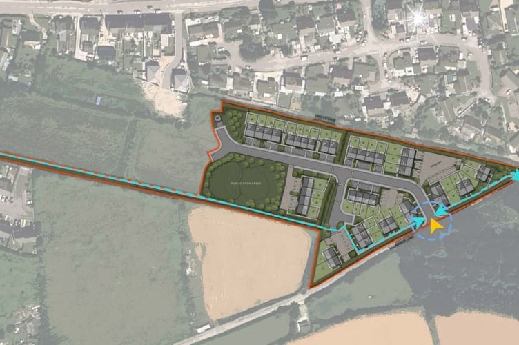 A site plan of the new housing approved for Connor Downs, near Hayle.