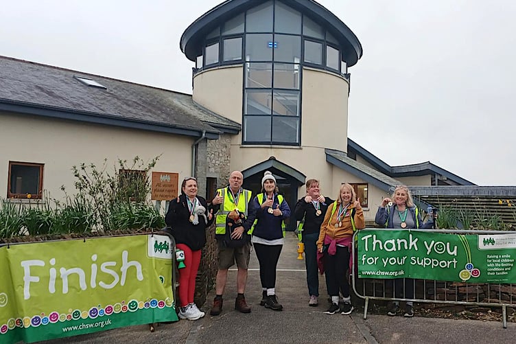 Heidi Stasisk, Adrian Mitchell, Sue Mitchell, Taryn Pennock, Helen Smithers, and Sue Marshall arrive at Little Harbour hospice at Porthpean, St Austell. Picture: Jozef’s Dream CIC