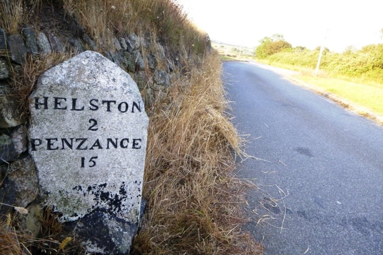 Old Milestone by the A394, south of Trevenen
