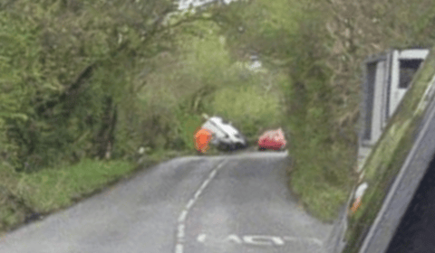 Road near Roche reopens after lorry flips onto its side