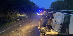 Driver flees scene after overturning van 