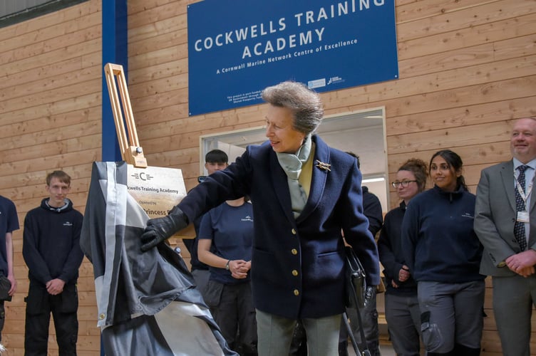 HRH The Princess Royal officially opens the Cockwells Training Academy by unveiling a commemorative plaque.