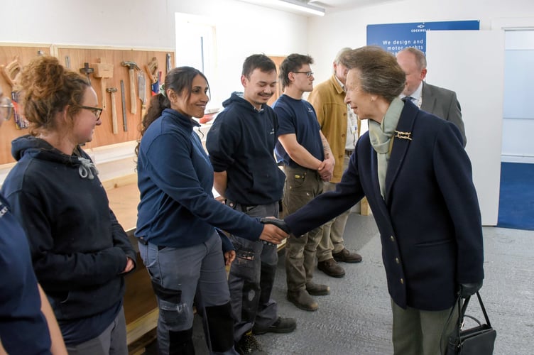 Boatbuilding apprentice, Neha Nizam meets HRH The Princess Royal.