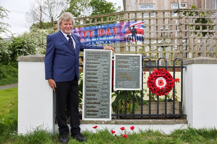 Mayor of Penzance Stephen Reynolds attends the unveiling of a memorial, by Cornwall Councillor Tim Dwelly, at Whole Again Communities CIC, commemorating all the Treneere residents who lost their lives in World War II - organised by Graham Lewis. Photo by Penzance Council