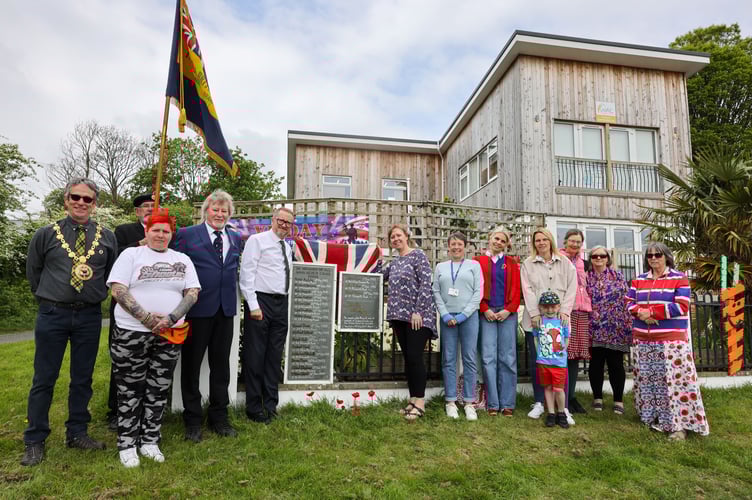 Mayor of Penzance Stephen Reynolds attends the unveiling of a memorial, by Cornwall Councillor Tim Dwelly, at Whole Again Communities CIC, commemorating all the Treneere residents who lost their lives in World War II - organised by Graham Lewis. Photo by Penzance Council