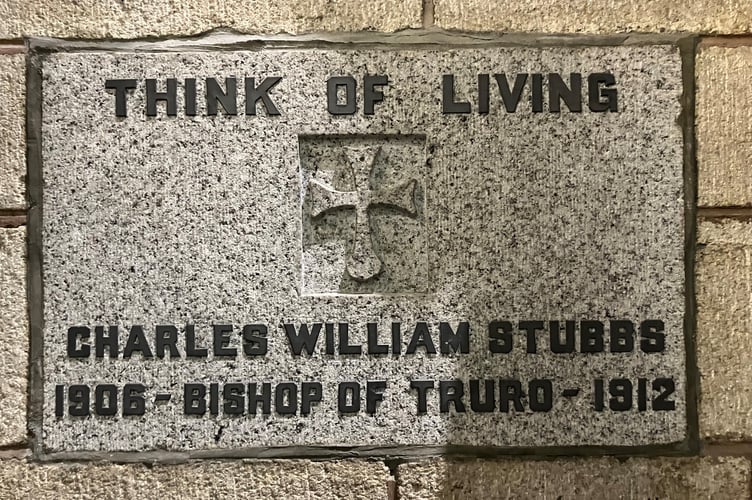 'Think of living' - Bishop Stubbs' simple memorial in Truro Cathedral