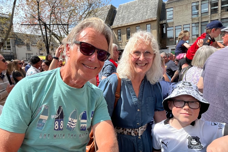 Truro City FC fans Cliff, Joy and Max Moran 