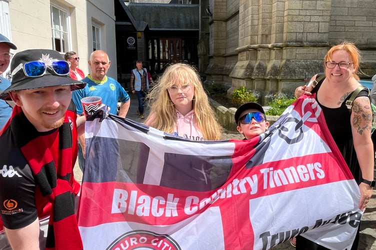 Truro City FC fans Ross, Freya, Blake and Natalie Smith