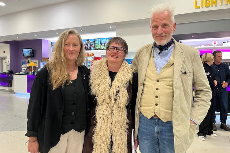 Kirstie Newton (centre) with Raynor and Moth Winn at the UK premiere of The Salt Path