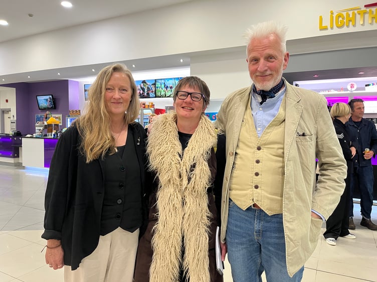 Kirstie Newton (centre) with Raynor and Moth Winn at the UK premiere of The Salt Path