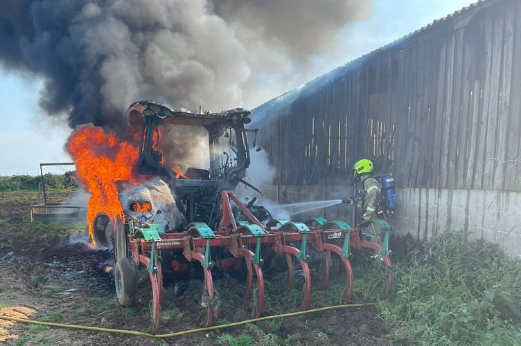 Tractor fire at Camborne 2.