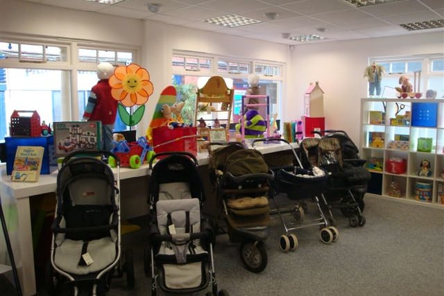 Charity shop calling out for baby items.