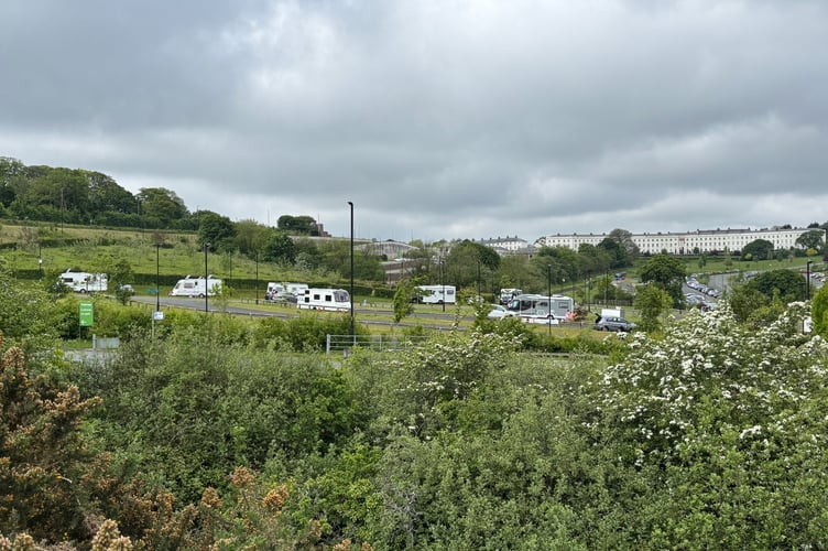 Travellers at the Tregurra Park and Ride in Truro
