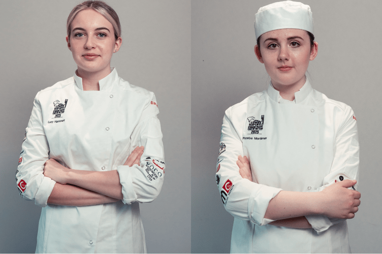 Camborne College cooking students Phoebe and Lucy.