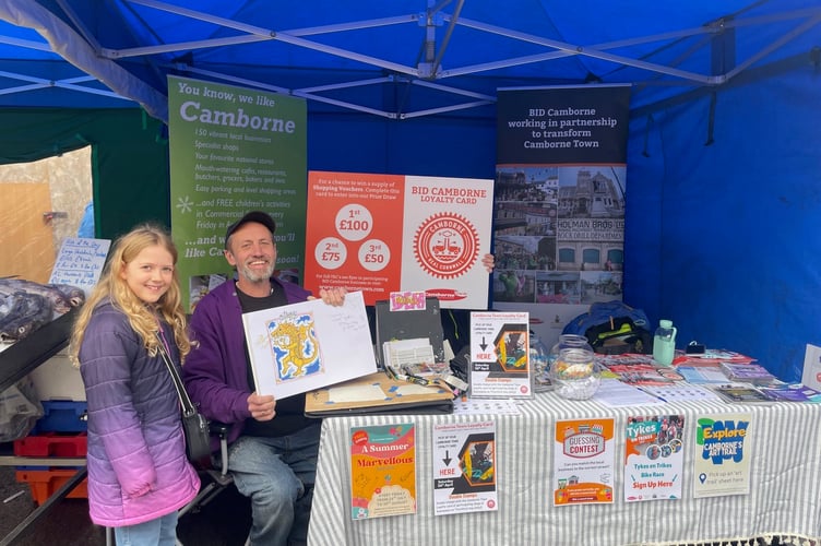 Charlotte Stairmand and Cosmic with their ‘Fire the Camborne Dragon’ idea.