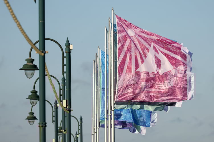 Penzance Council's popular Promenade flags return, signalling the start of summer. Photo by Penzance Council