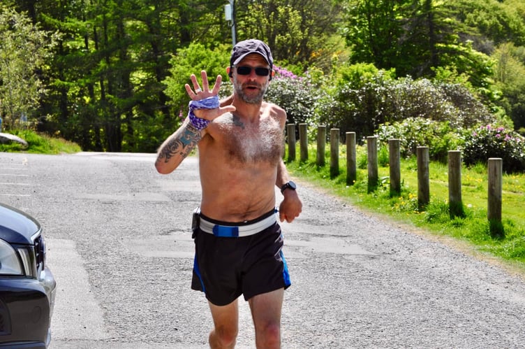 Saltash marathon man, Simon Wengradt - aka The Nearly Naked Runner - on one of his 50 marathons in as many days
