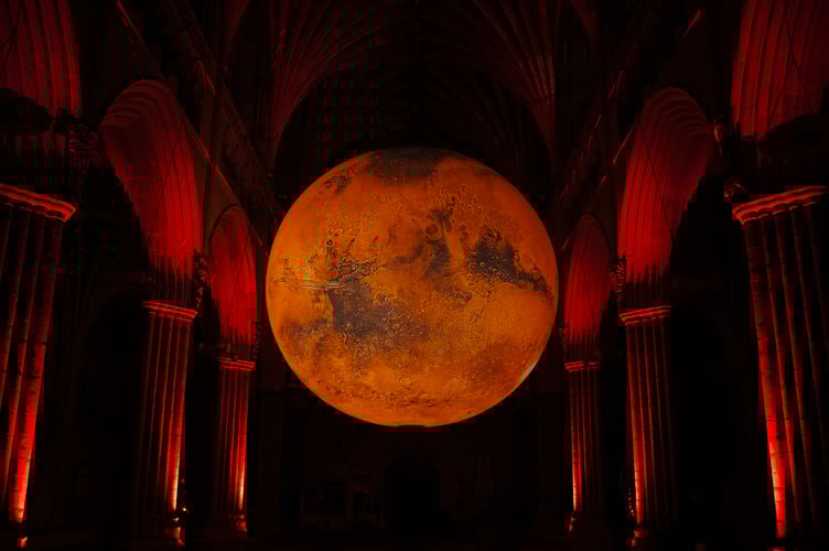 Luke Jerram's Mars at Exeter Cathedral