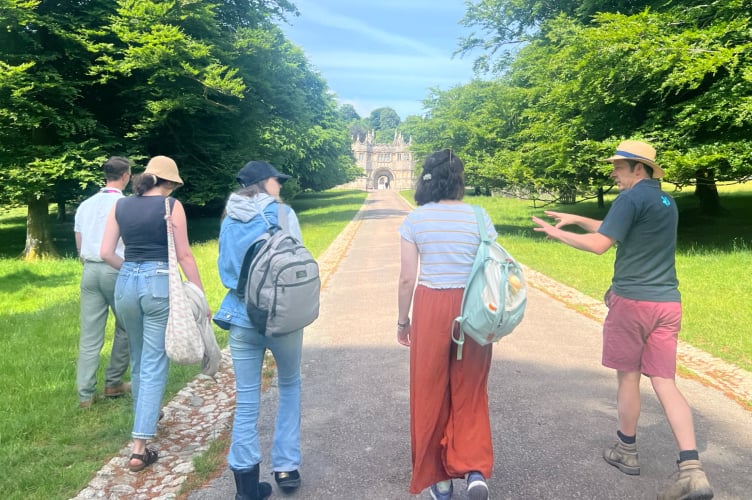 Students visiting Lanhydrock, near Bodmin.