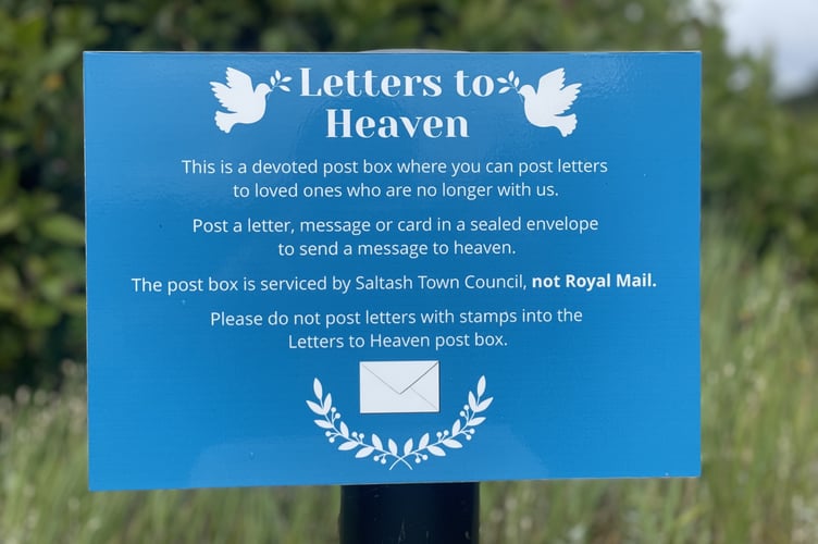 The 'Letters from Heaven' post box located at the Churchtown Cemetery in Saltash 
