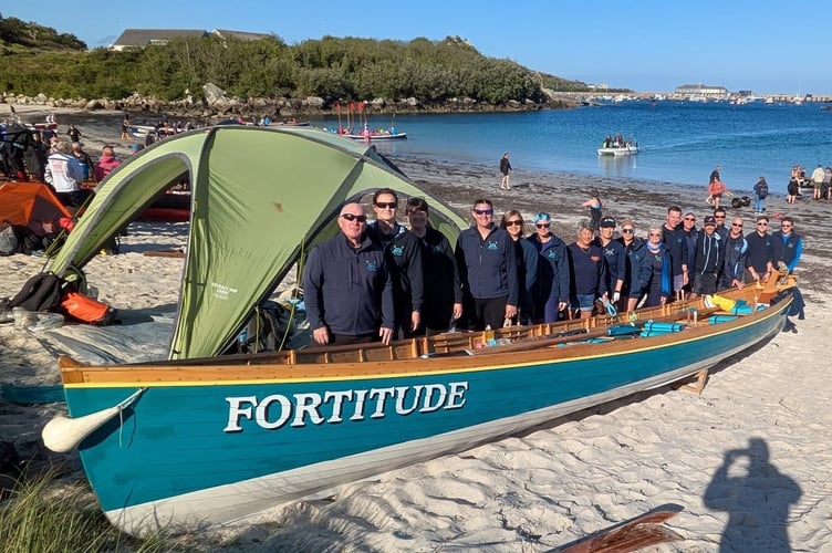 Members from the St Ives Pilot Gig Club pictured with Fortitude.