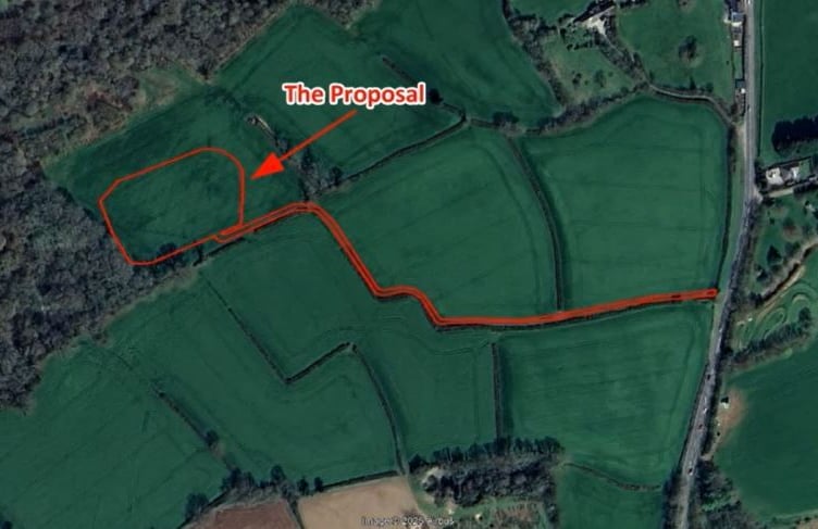 An overhead map view of where the slurry lagoon would be built near the village of Hatt
