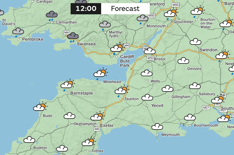 The midday forecast for Thursday, June 12