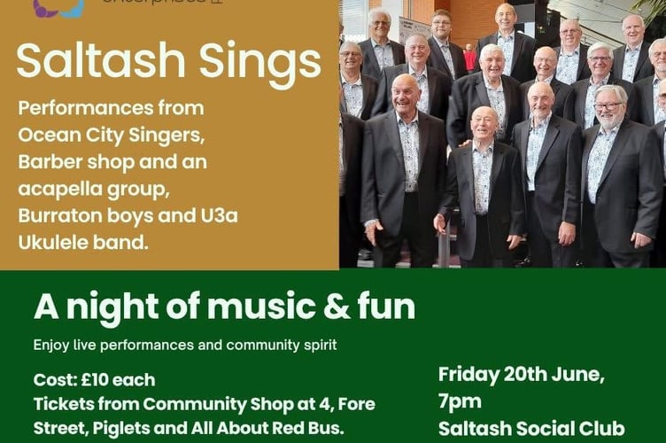 Enjoy live performances and community spirit with Saltash Sings at the town's social club on Friday, June 20