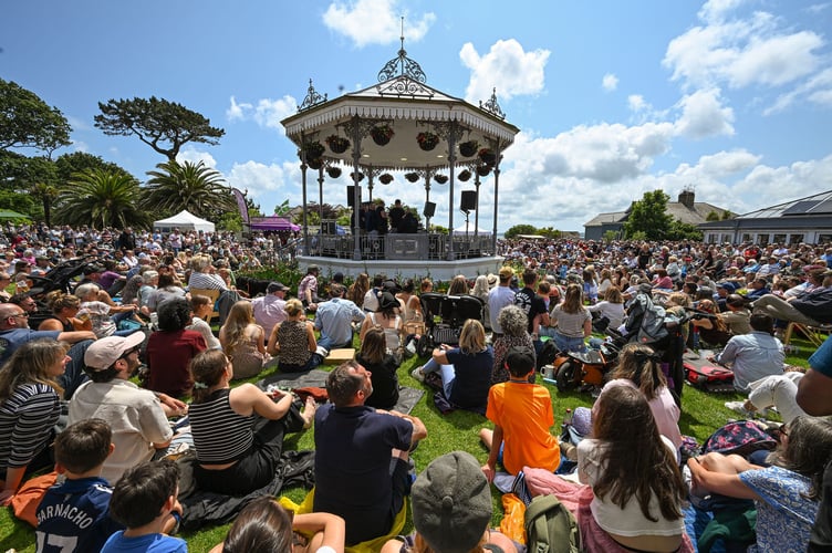 FALMOUTH, CORNWALL - JUNE 14TH 2025 : The 2025 Falmouth International Sea Shanty Festival. Photographed by Hugh Hastings of Wonderland for Falmouth Town Council. Image features The Oggeymen at Princess Pavilion.