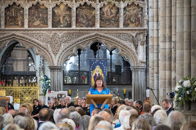 Lizzy Farwell speaking during the service.