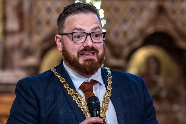 Cllr Ethan Stephens speaking at the ceremony. (Picture: St Austell Town Council)
