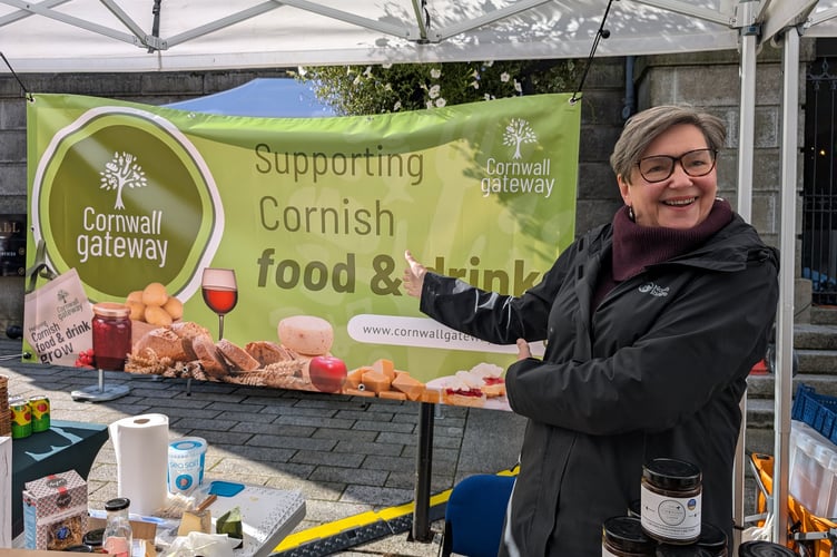 Joy Bassett with the Cornwall Gateway stand at the monthly Bodmin Market (Picture: Aaron Greenaway)