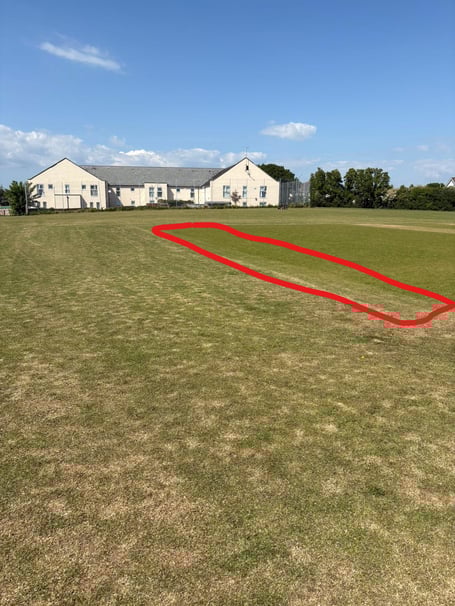 Location of where the new artificial cricket wicket would go at Saltash Cricket Club's Chapel Field ground. (Picture: Saltash CC)