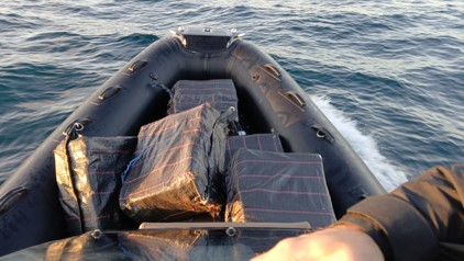 Cocaine in RHIB - photo from Tabora Baca phone.