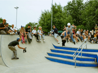 Skateboarders showcase their skills at skate jam fundraiser
