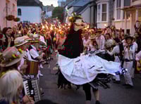 Procession which celebrates midsummer with fire and 'Penglaz'