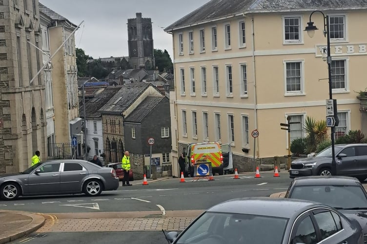 Pike Street in Liskeard was closed off following the incident on Wednesday afternoon