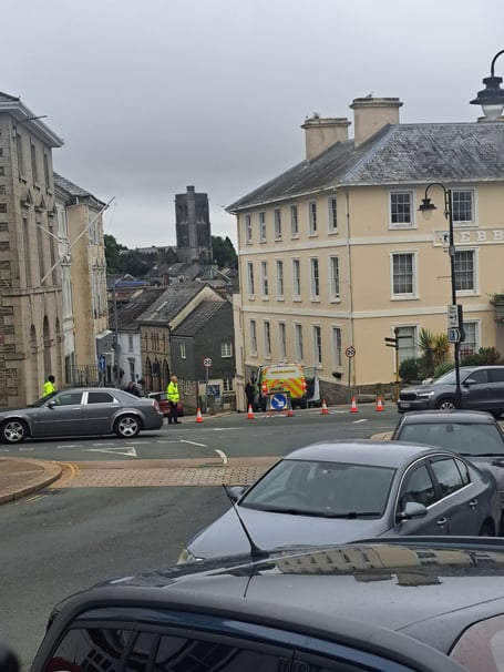 Pike Street in Liskeard was closed off following the incident on Wednesday afternoon