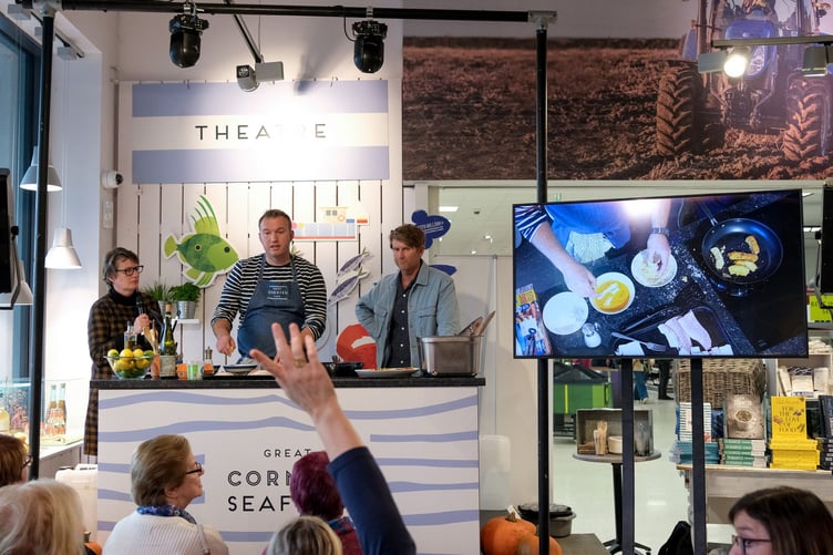 Chef Tom Jonik demonstrates skills at the Great Cornish Food store