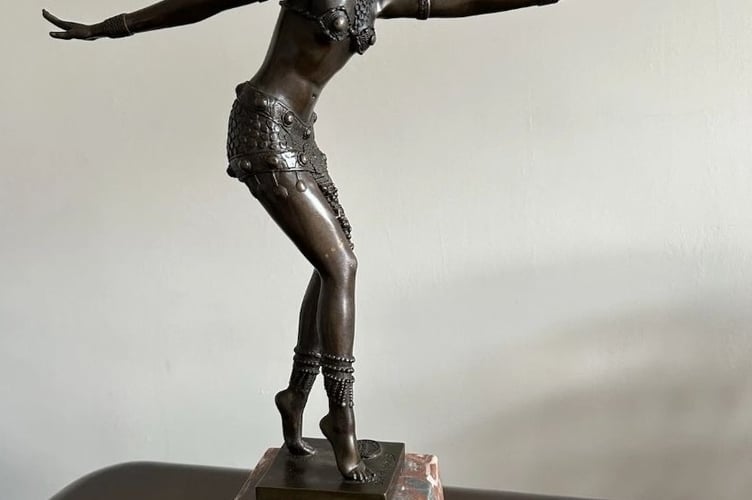 This Art Deco bronze on marble a base figurine, after Chiparus the Egyptian dancer, will be on offer at AFC Fairs upcoming event