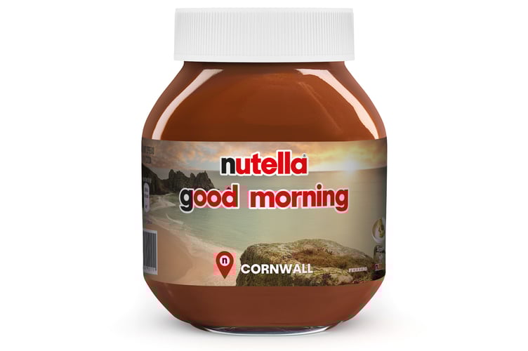 Nutella jar with Cornwall label